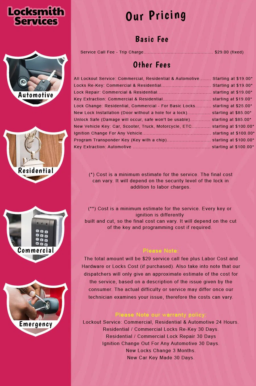 Fords NJ Locksmith Store Fords, NJ 732-725-2837 - price-list-c-18